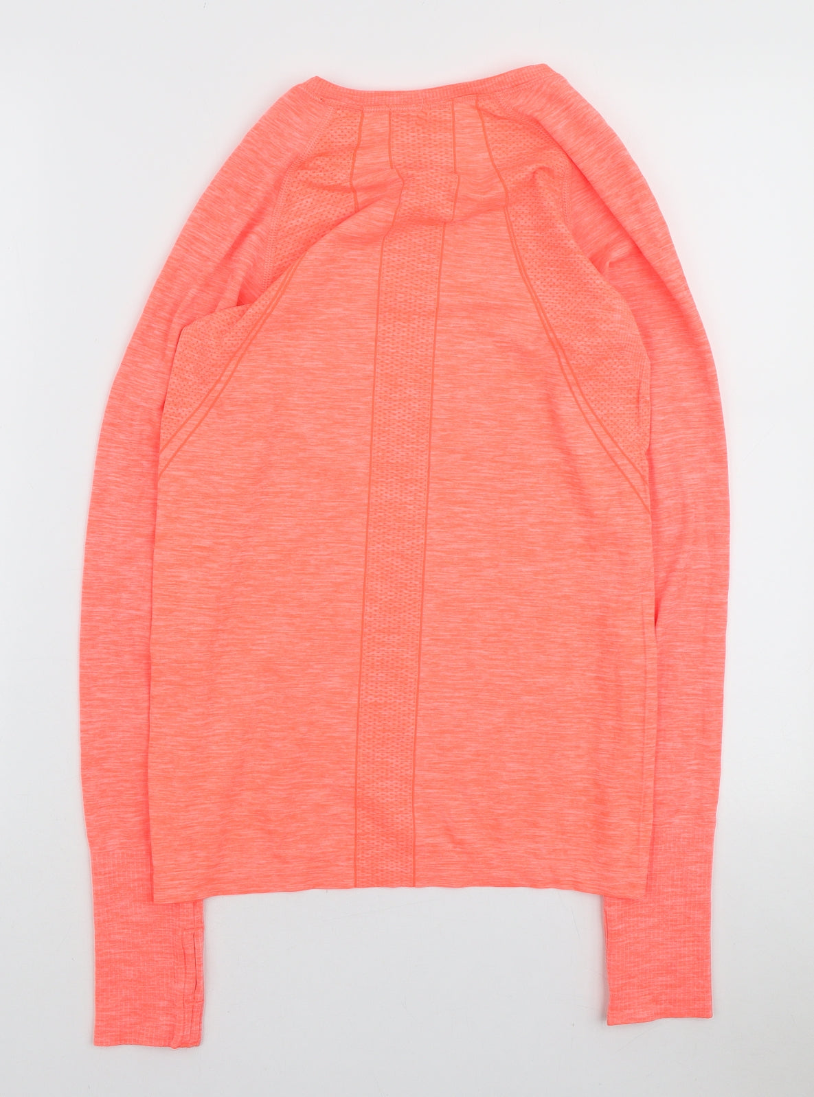 H&M Womens Orange Polyamide Pullover Casual Size S Round Neck Pullover - Thumb holes