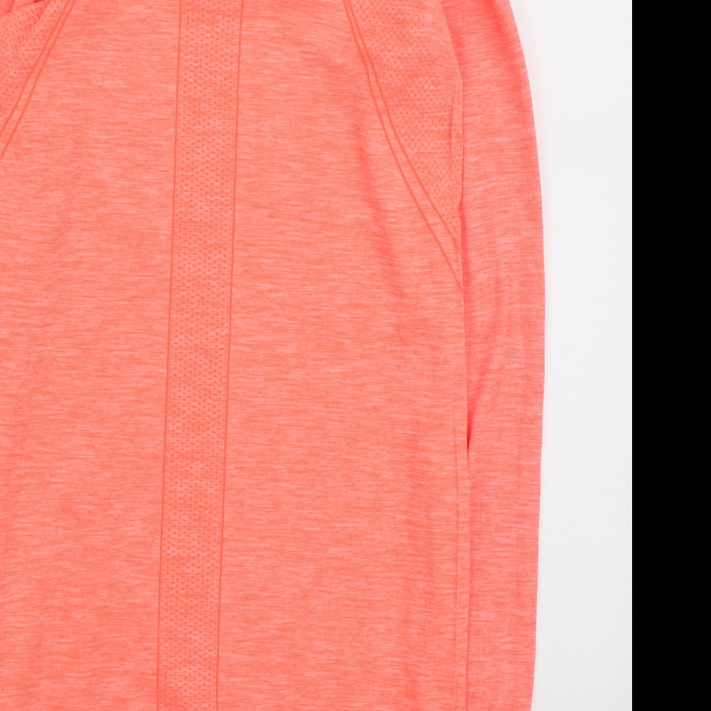 H&M Womens Orange Polyamide Pullover Casual Size S Round Neck Pullover - Thumb holes