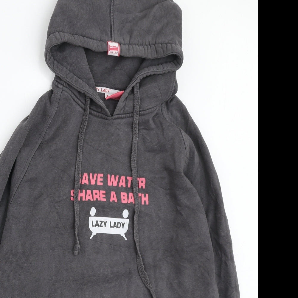 Lazy Lady Womens Grey Cotton Pullover Hoodie Size 12 Pullover - Save Water Share a Bath