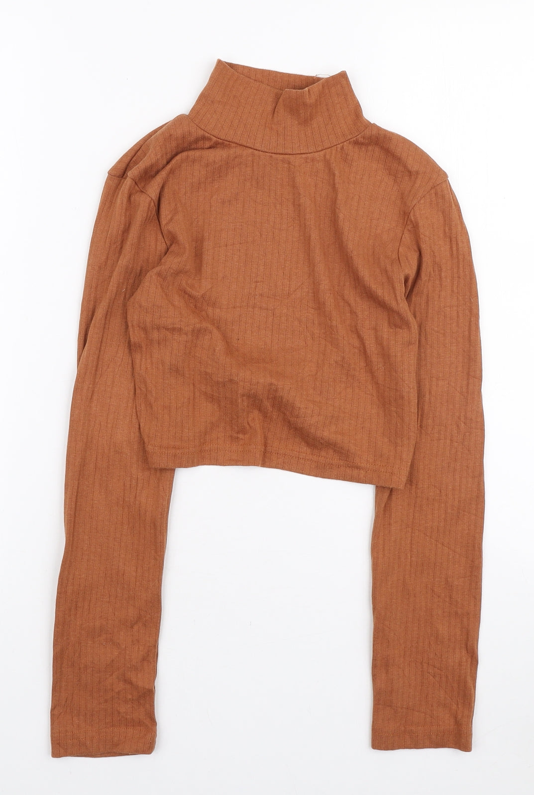 Missguided Womens Brown High Neck Polyester Pullover Jumper Size 10 - Cut Out Back