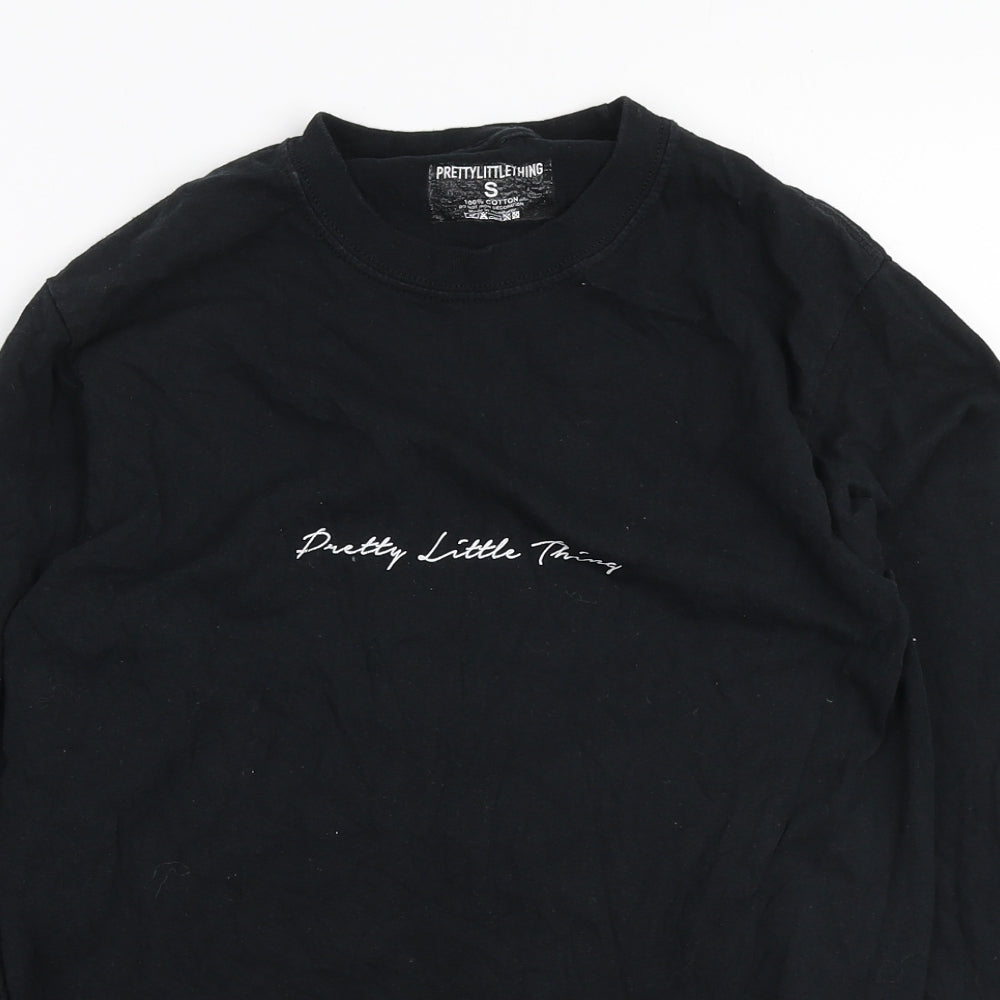 PRETTYLITTLETHING Womens Black Cotton Basic T-Shirt Size S Round Neck - Pretty Little Thing