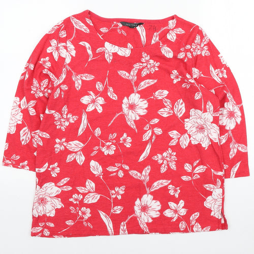 Love Tees Womens Red Floral Polyester Pullover Sweatshirt Size 12 Pullover