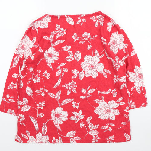 Love Tees Womens Red Floral Polyester Pullover Sweatshirt Size 12 Pullover