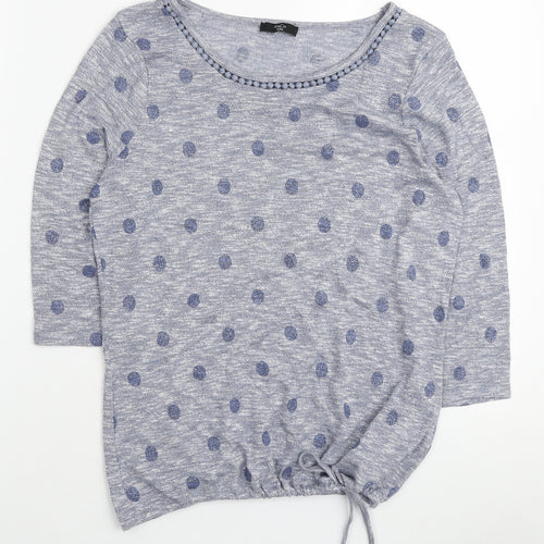 M&Co Womens Blue Boat Neck Viscose Pullover Jumper Size 12