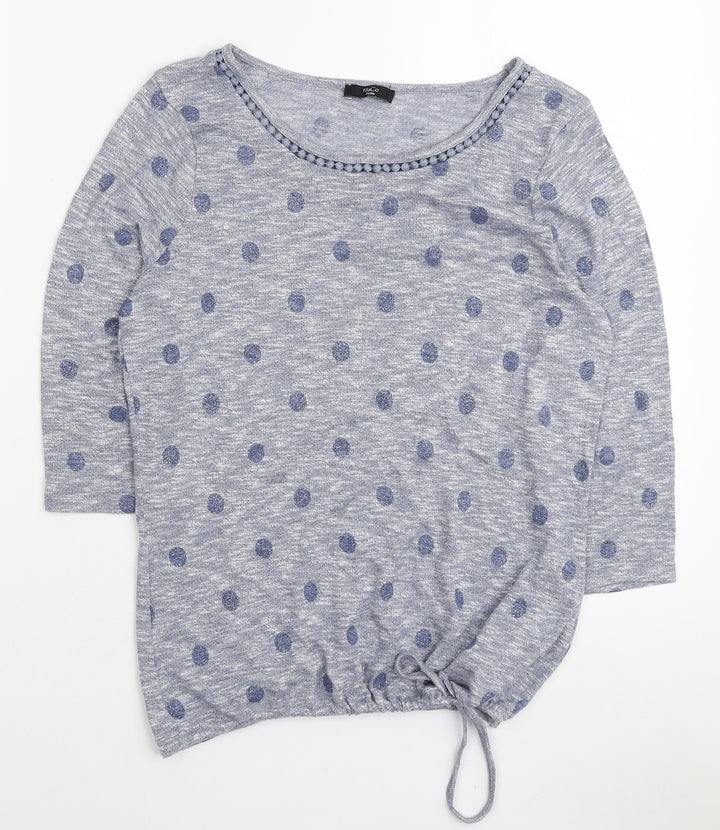 M&Co Womens Blue Boat Neck Viscose Pullover Jumper Size 12