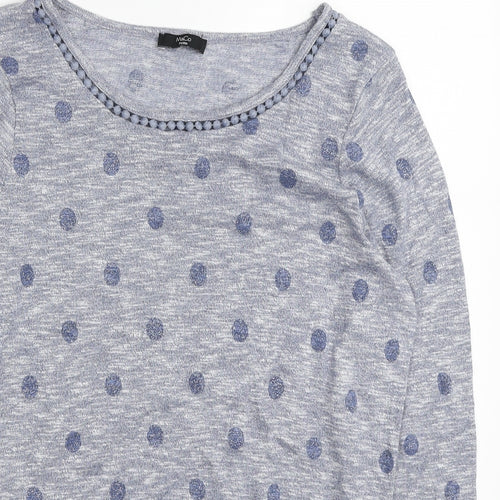M&Co Womens Blue Boat Neck Viscose Pullover Jumper Size 12