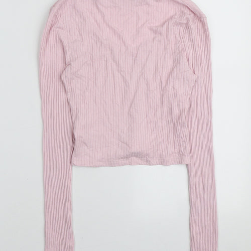 Topshop Womens Pink V-Neck Viscose Pullover Jumper Size 10 - Choker style neck