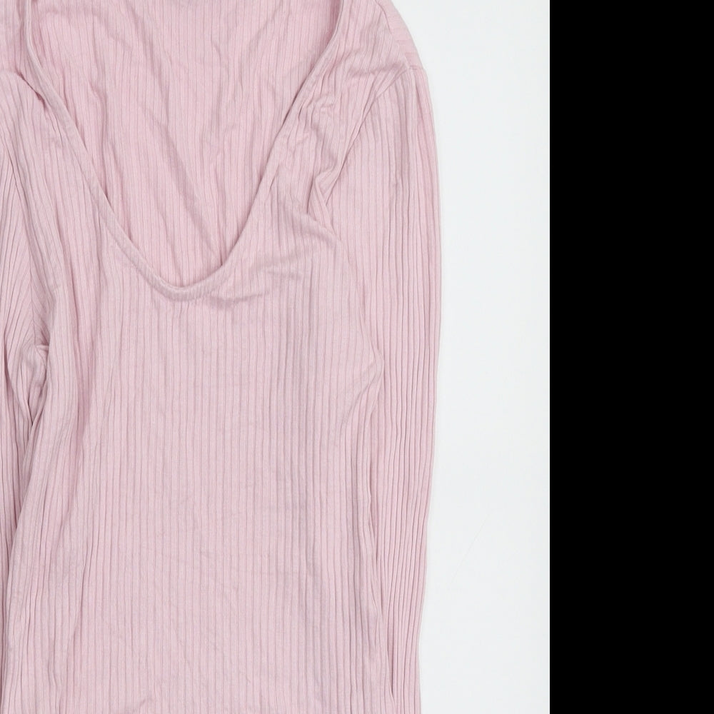 Topshop Womens Pink V-Neck Viscose Pullover Jumper Size 10 - Choker style neck