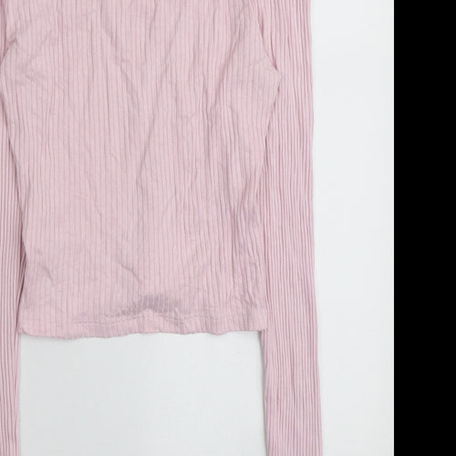 Topshop Womens Pink V-Neck Viscose Pullover Jumper Size 10 - Choker style neck