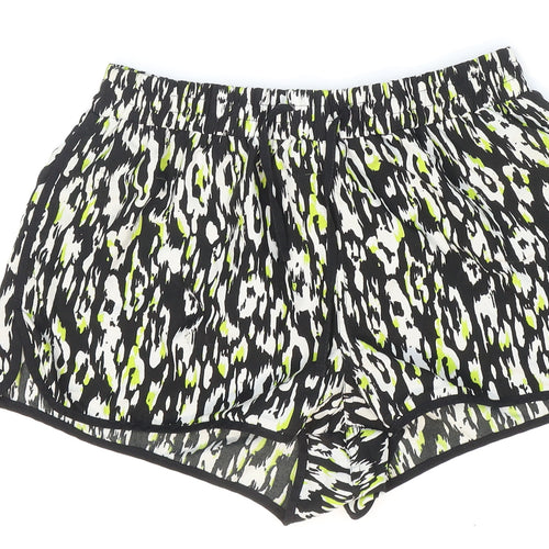 Denim & Co. Womens Multicoloured Animal Print Polyester Hot Pants Shorts Size 10 Regular Pull On