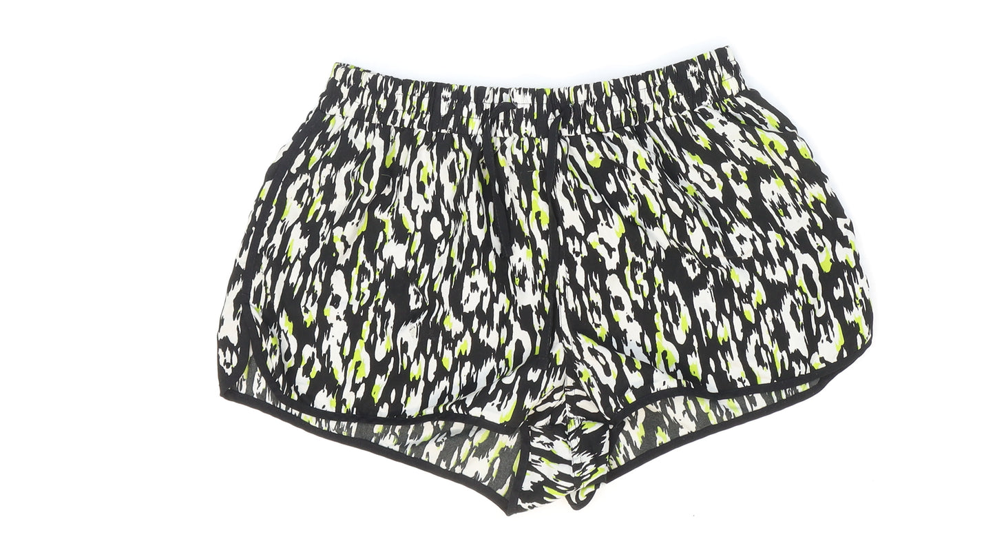 Denim & Co. Womens Multicoloured Animal Print Polyester Hot Pants Shorts Size 10 Regular Pull On
