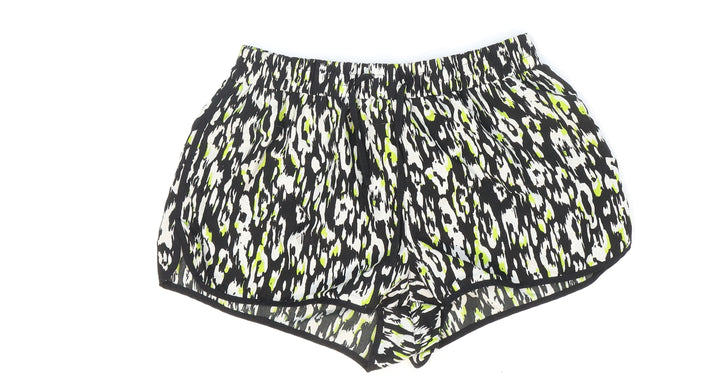 Denim & Co. Womens Multicoloured Animal Print Polyester Hot Pants Shorts Size 10 Regular Pull On