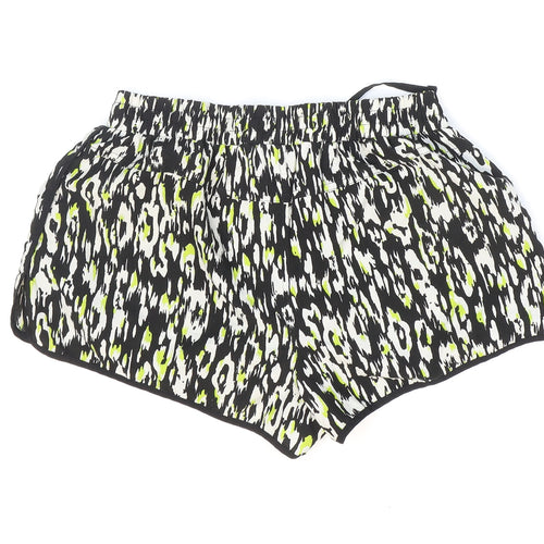 Denim & Co. Womens Multicoloured Animal Print Polyester Hot Pants Shorts Size 10 Regular Pull On