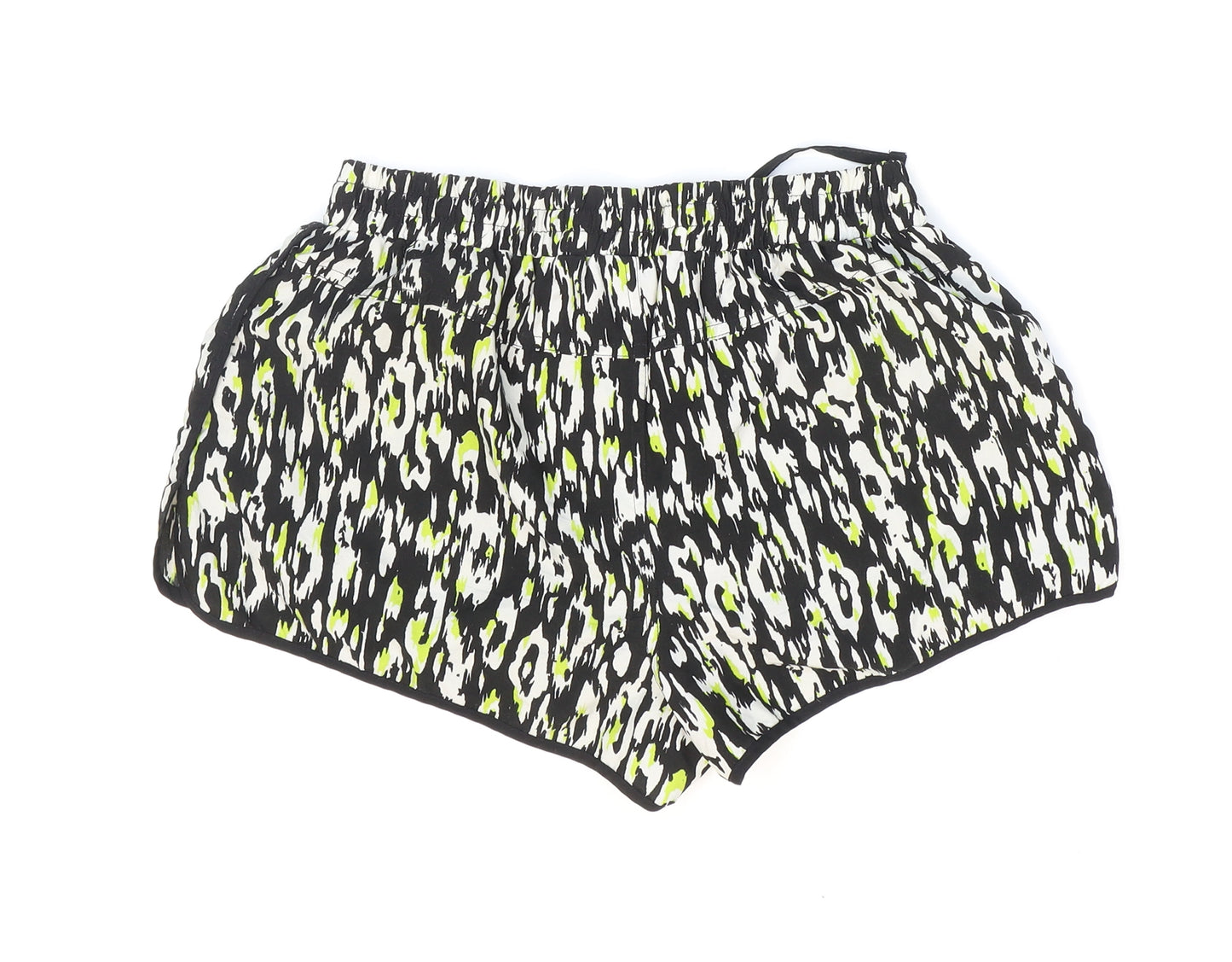 Denim & Co. Womens Multicoloured Animal Print Polyester Hot Pants Shorts Size 10 Regular Pull On