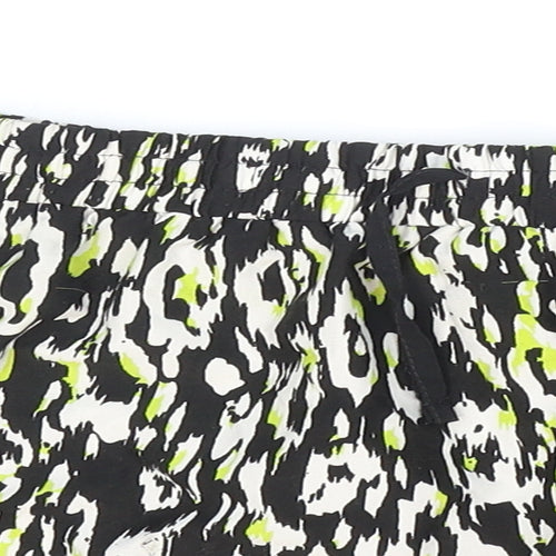 Denim & Co. Womens Multicoloured Animal Print Polyester Hot Pants Shorts Size 10 Regular Pull On