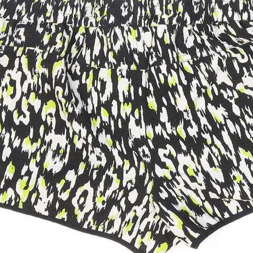 Denim & Co. Womens Multicoloured Animal Print Polyester Hot Pants Shorts Size 10 Regular Pull On