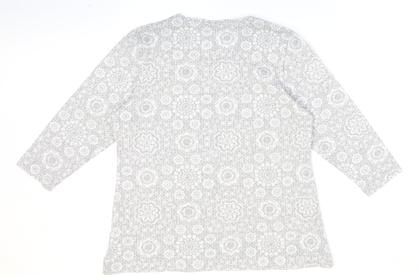 Cotswold Womens Silver Geometric Basic Blouse Size M Round Neck
