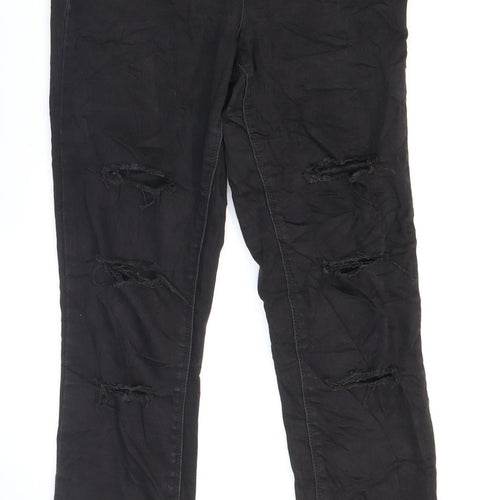 Papaya Mens Black Cotton Skinny Jeans L27 in Regular Zip