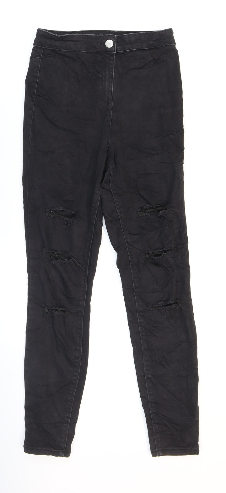 Papaya Mens Black Cotton Skinny Jeans L27 in Regular Zip