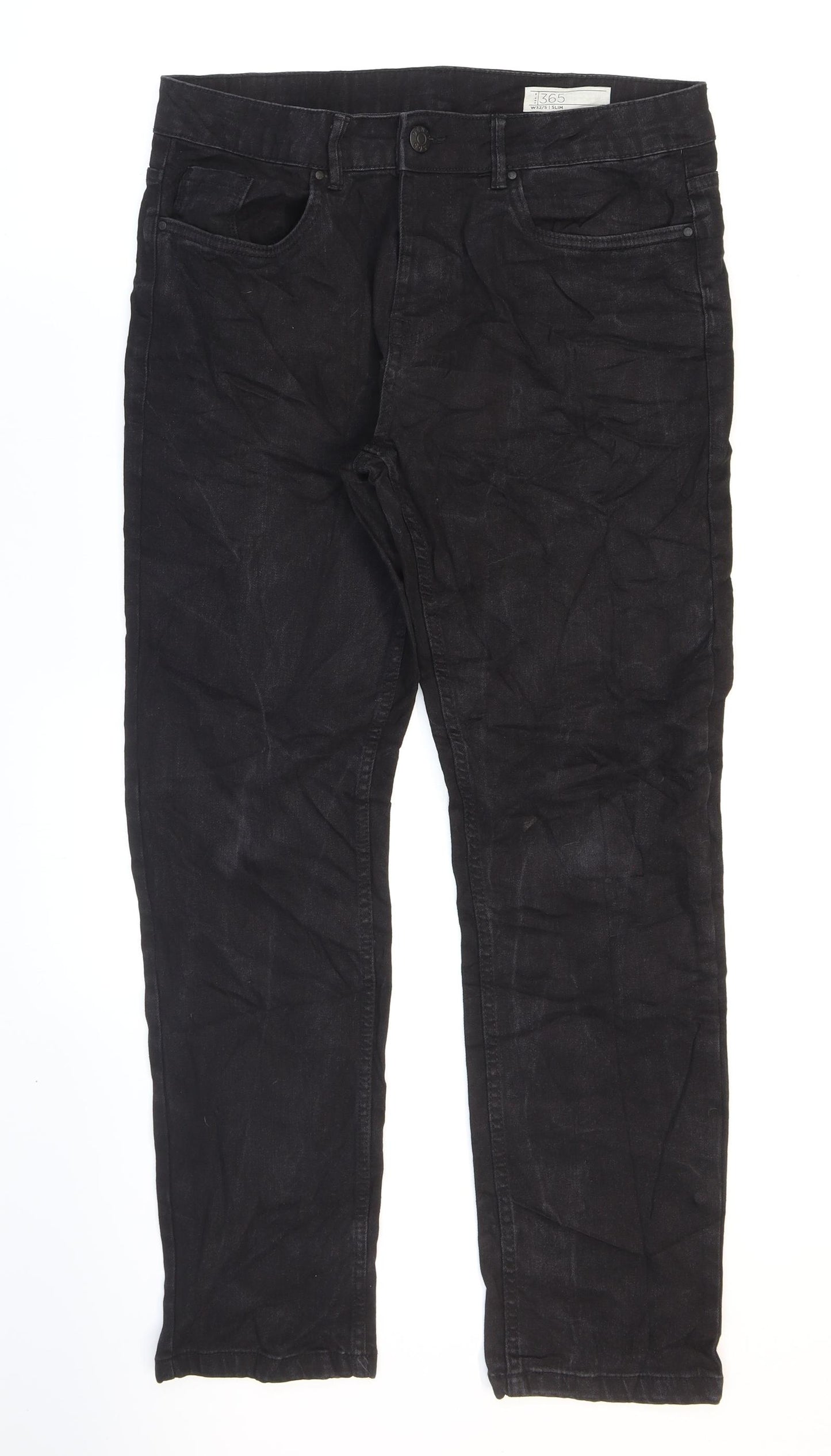 Denim 365 Mens Black Cotton Straight Jeans Size 32 in L27 in Regular Zip