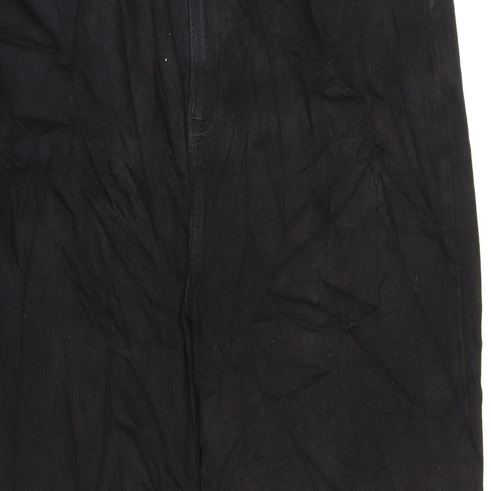 George Womens Black Cotton Wide-Leg Jeans Size 14 L26 in Regular Zip