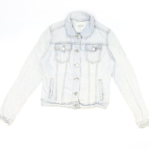 Denim & Co. Womens Blue Jacket Size 6 Button