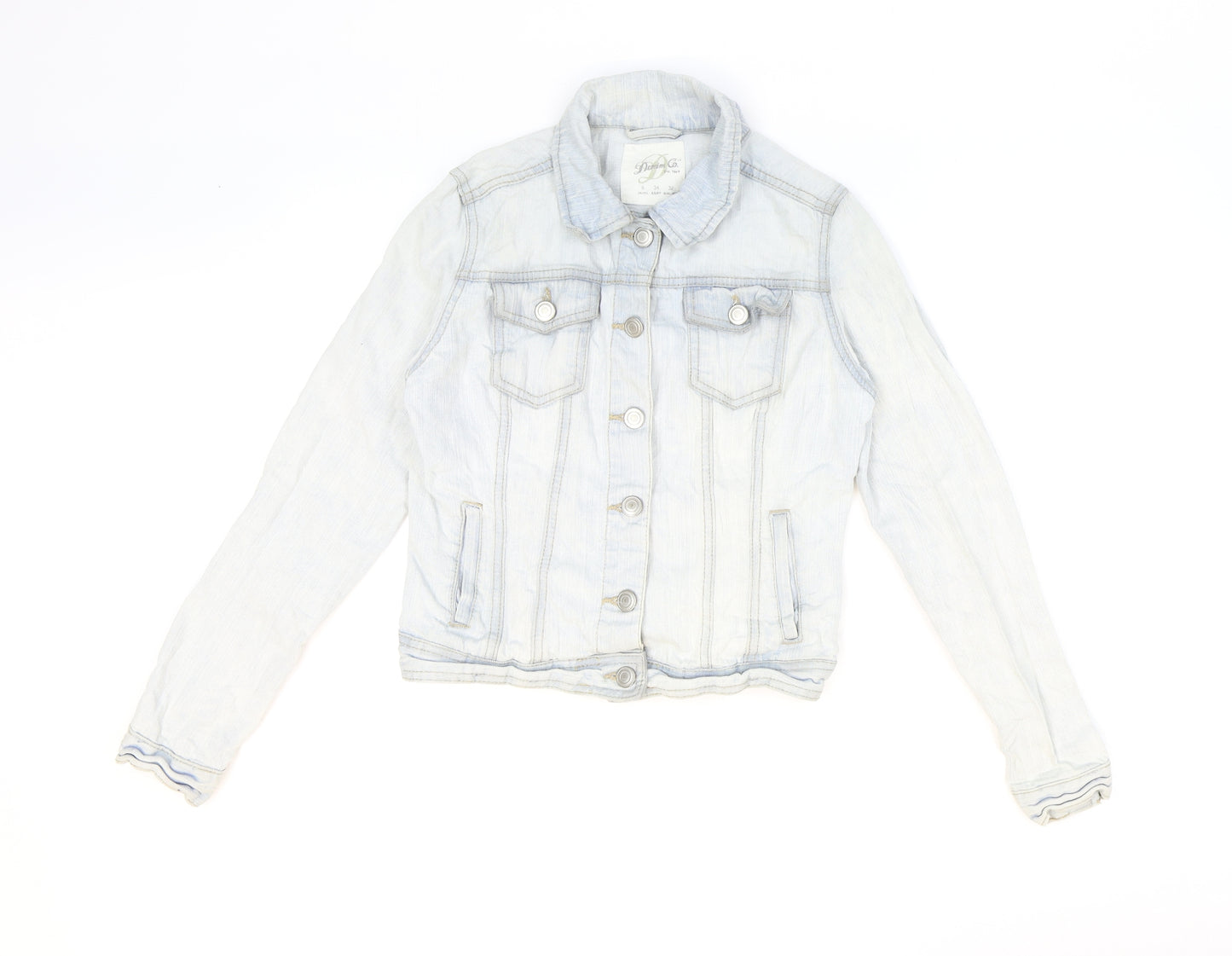 Denim & Co. Womens Blue Jacket Size 6 Button