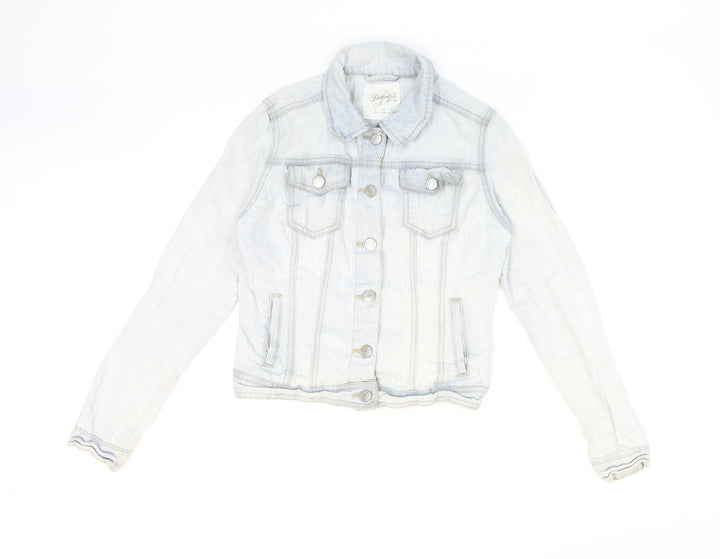 Denim & Co. Womens Blue Jacket Size 6 Button