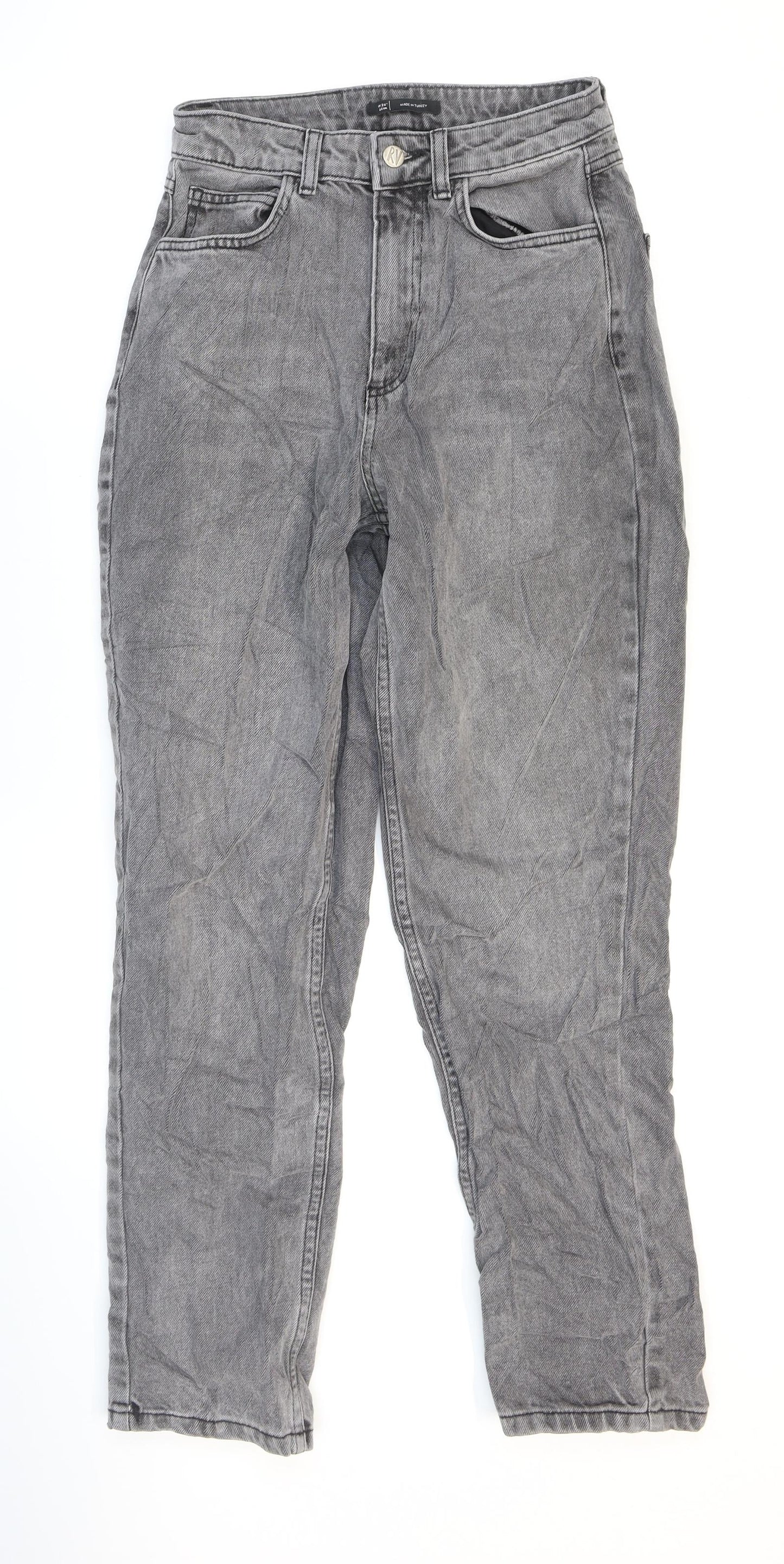 Reclaimed Vintage Mens Blue Cotton Straight Jeans Size 26 L27 in Regular Zip
