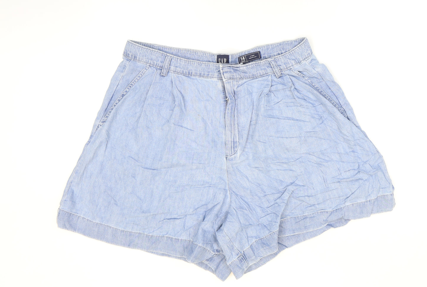 Gap Womens Blue 100% Cotton Hot Pants Shorts Size 14 Regular Zip