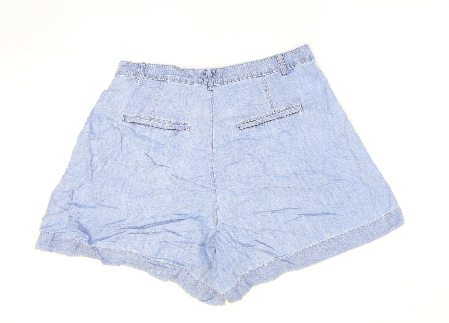 Gap Womens Blue 100% Cotton Hot Pants Shorts Size 14 Regular Zip
