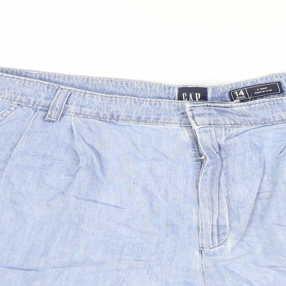 Gap Womens Blue 100% Cotton Hot Pants Shorts Size 14 Regular Zip