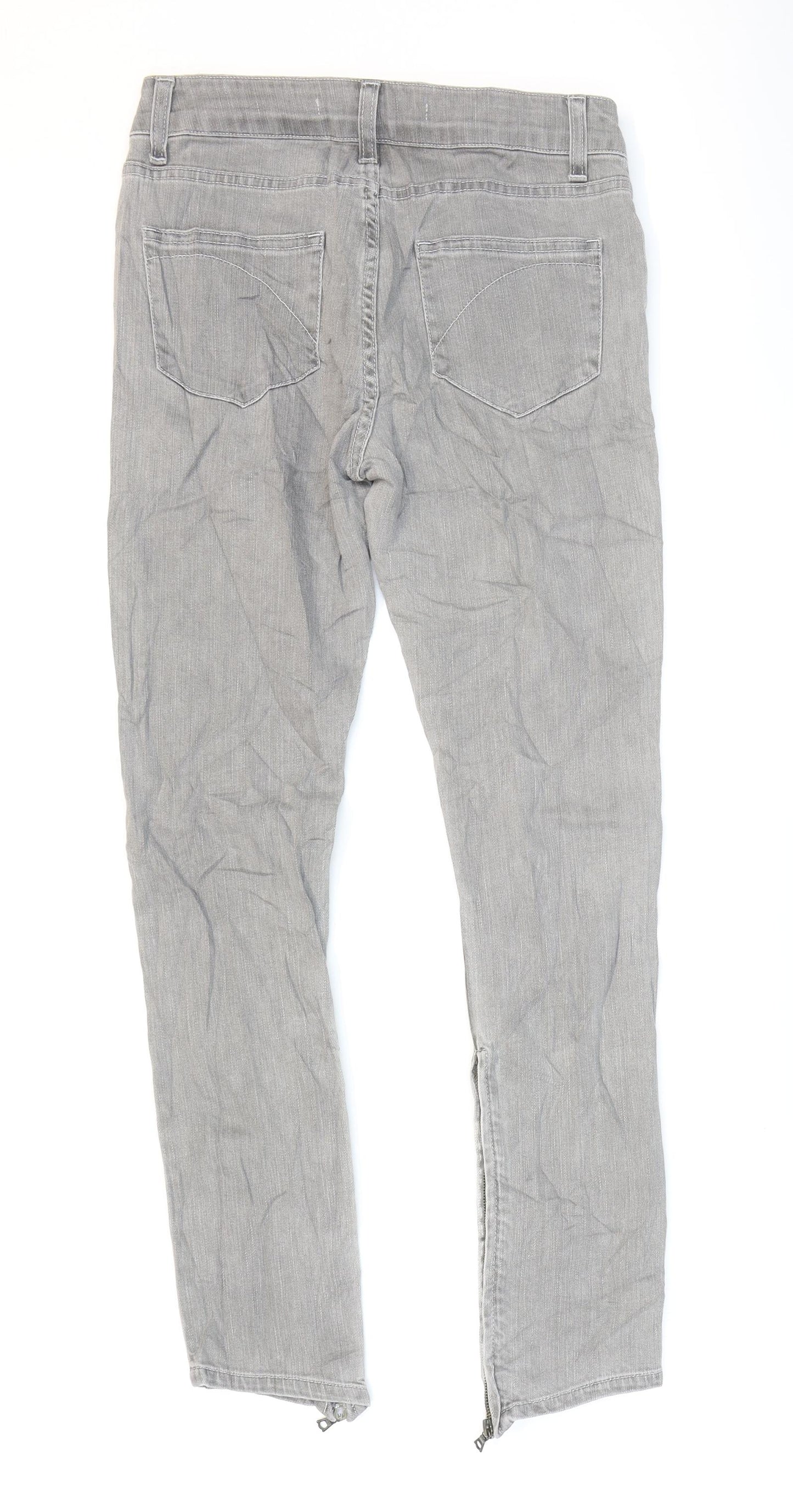Superfine Mens Grey Cotton Skinny Jeans Size 27 L28 in Regular Zip