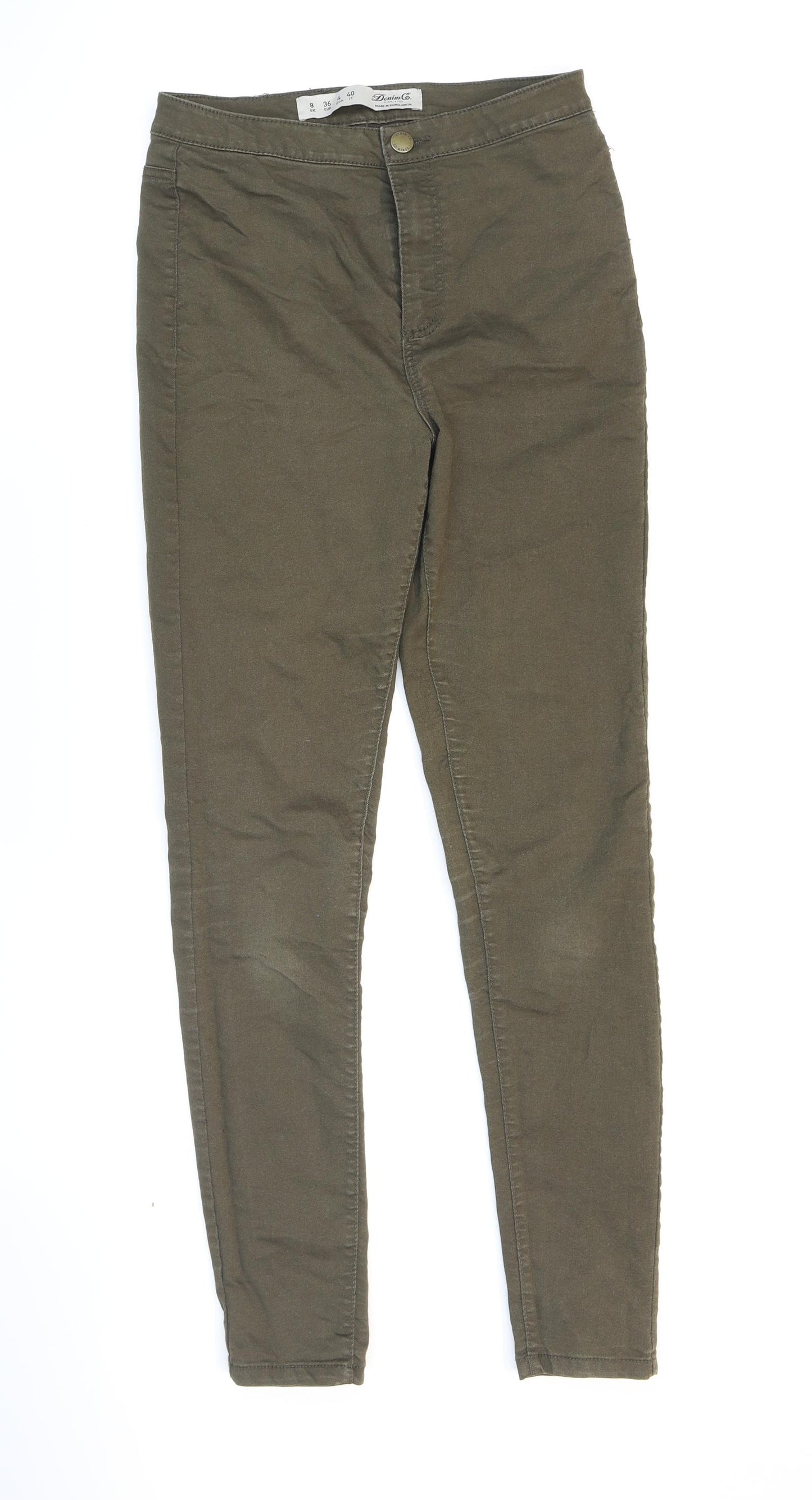 Denim & Co. Womens Green Cotton Skinny Jeans Size 8 L27 in Regular Zip