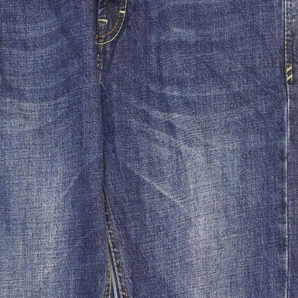 Fat Face Mens Blue Cotton Bootcut Jeans Size 36 L31 in Regular Zip