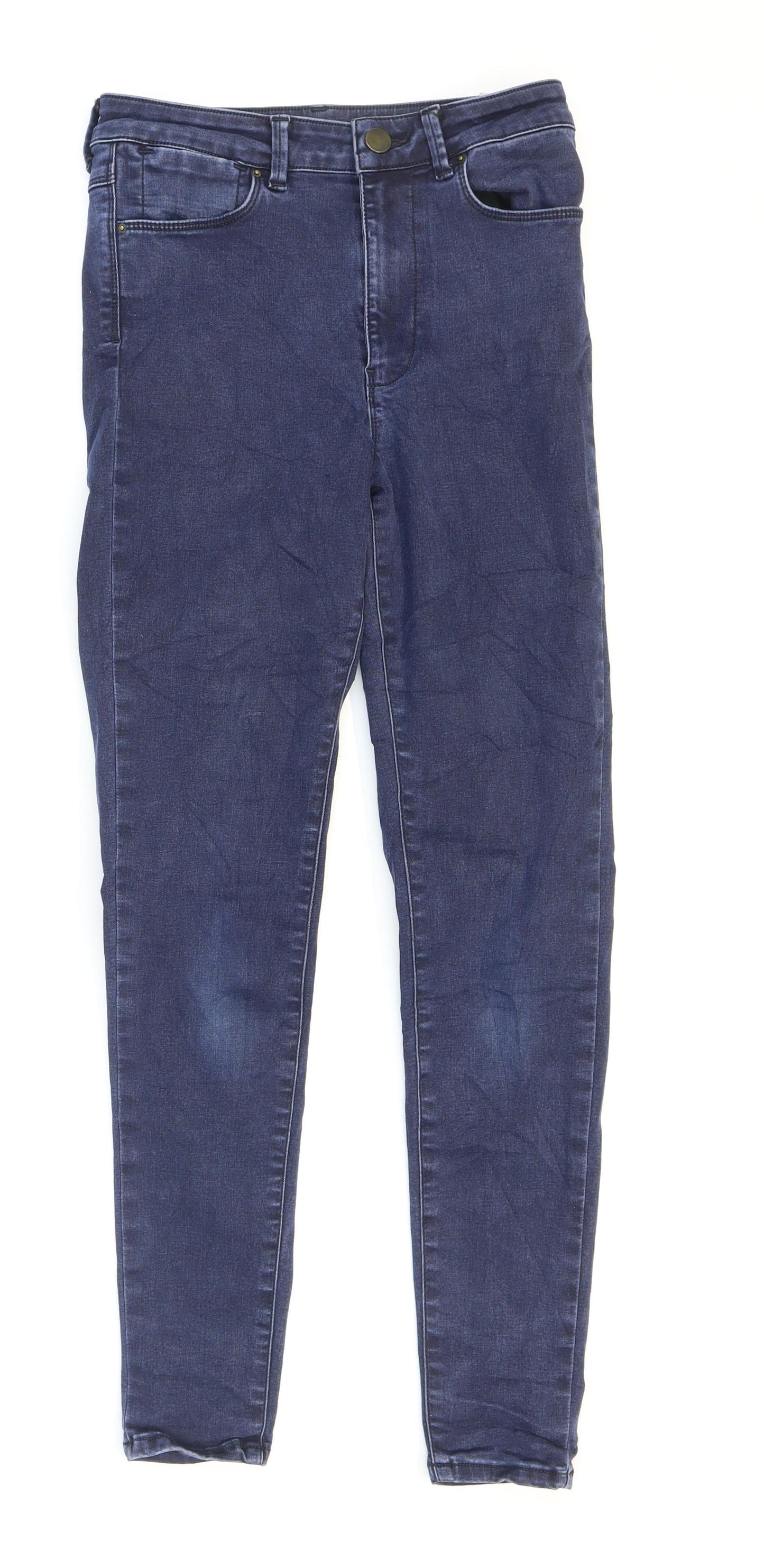 Marks and Spencer Womens Blue Cotton Jegging Jeans Size 8 L25 in Regular Zip
