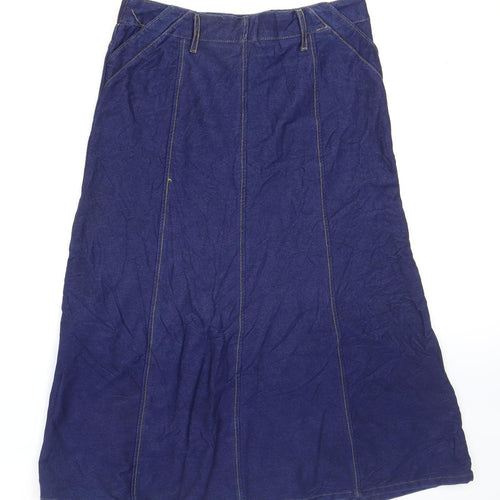 Cotton Traders Womens Blue Cotton Flare Skirt Size 12