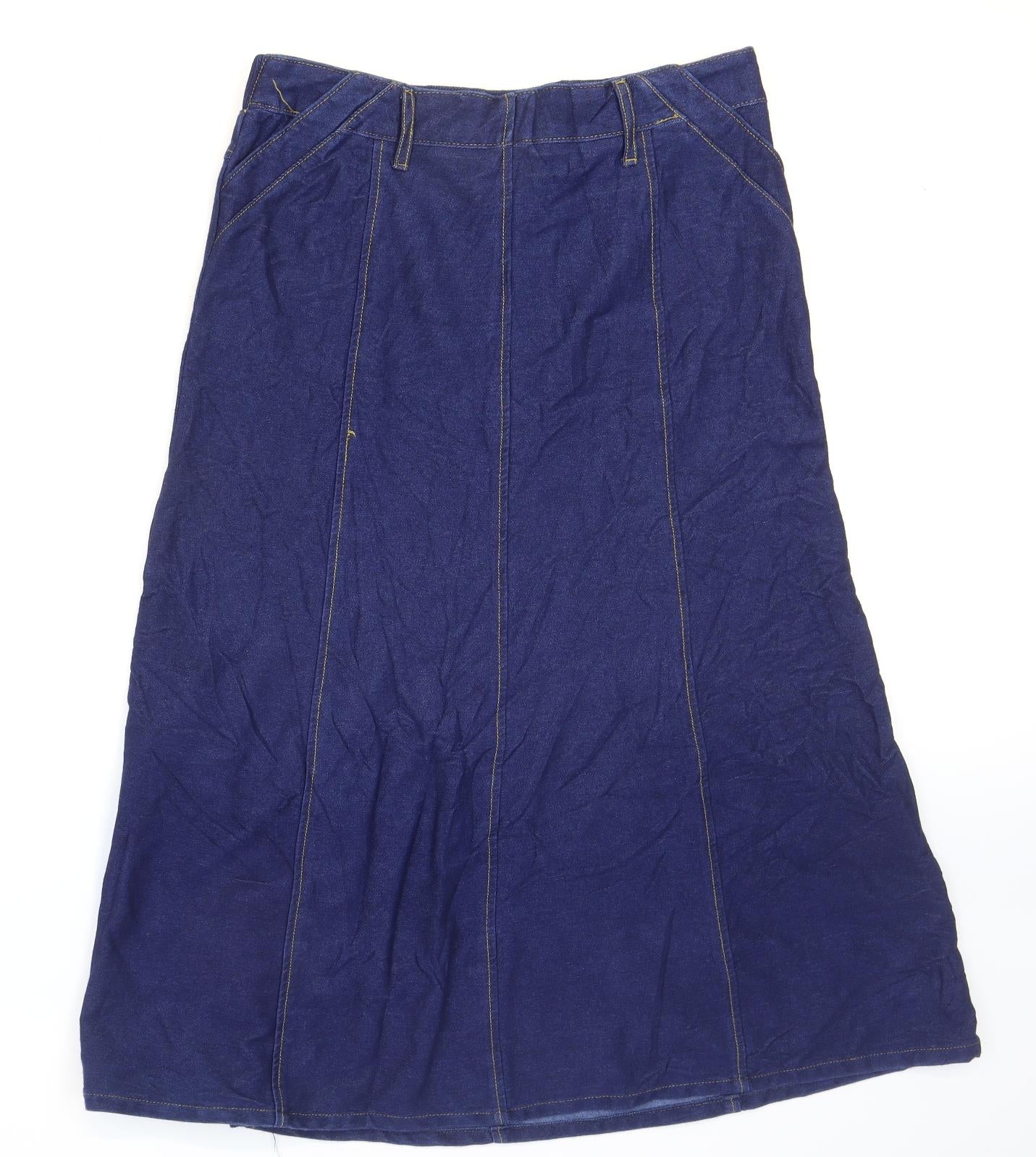 Cotton Traders Womens Blue Cotton Flare Skirt Size 12