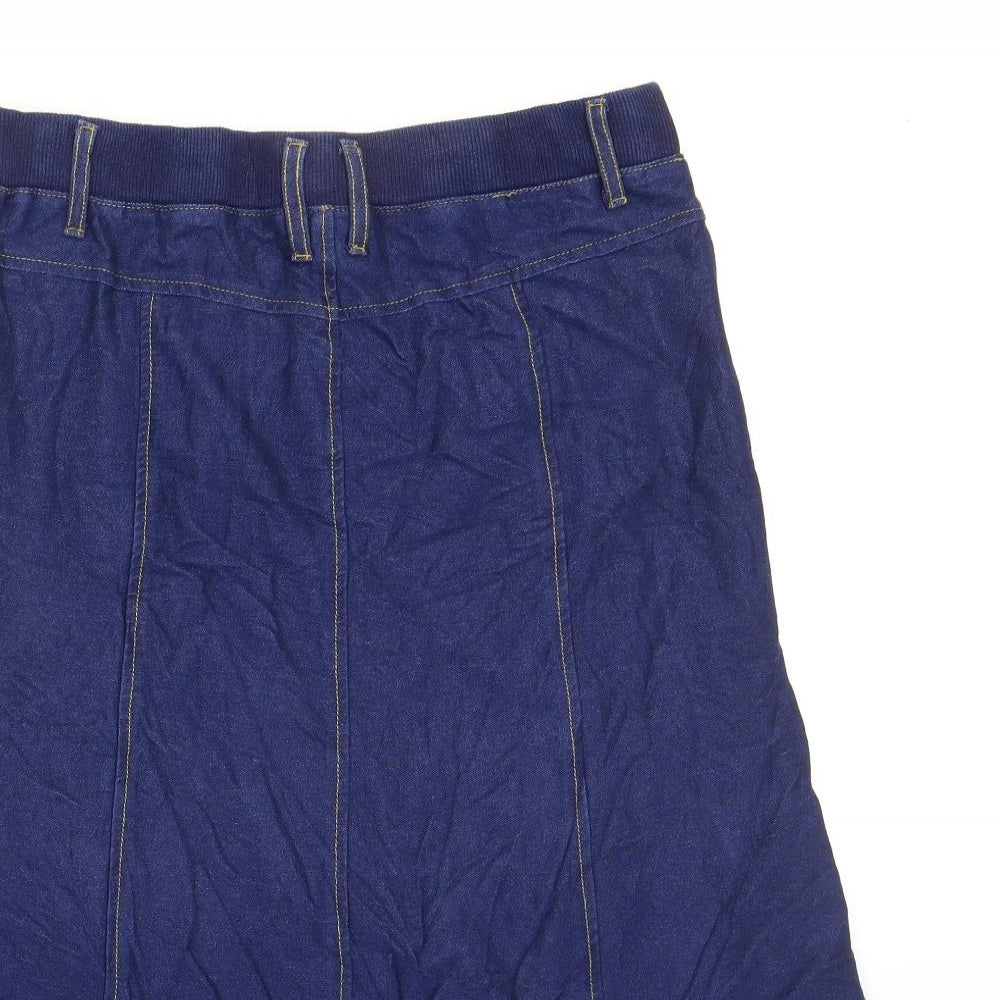 Cotton Traders Womens Blue Cotton Flare Skirt Size 12
