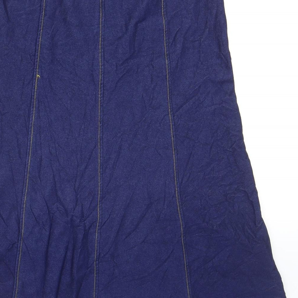 Cotton Traders Womens Blue Cotton Flare Skirt Size 12