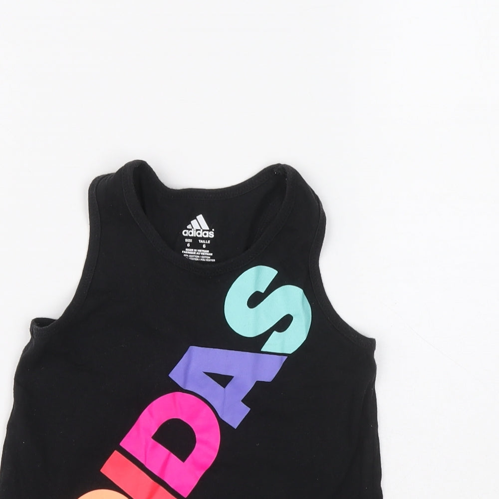 adidas Womens Black Polyester Basic Tank Size 6 Round Neck