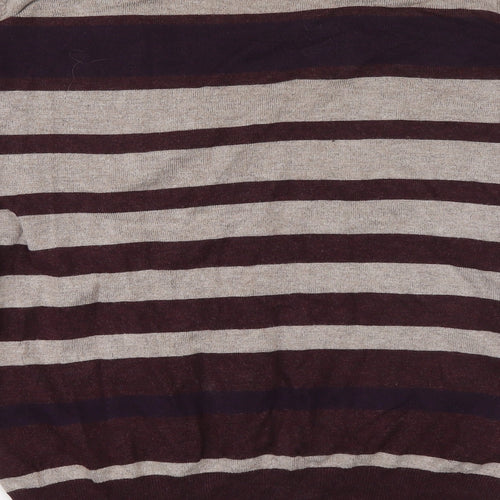 Papaya Womens Multicoloured V-Neck Striped Viscose Pullover Jumper Size 14
