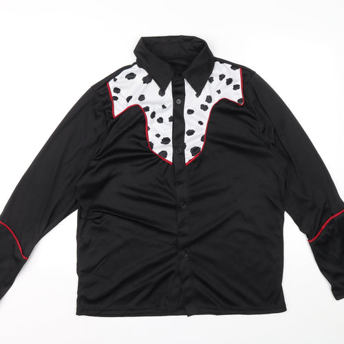 Christy's Dress Up Mens Black Polyester Button-Up Size M Collared Button - Cow Boy