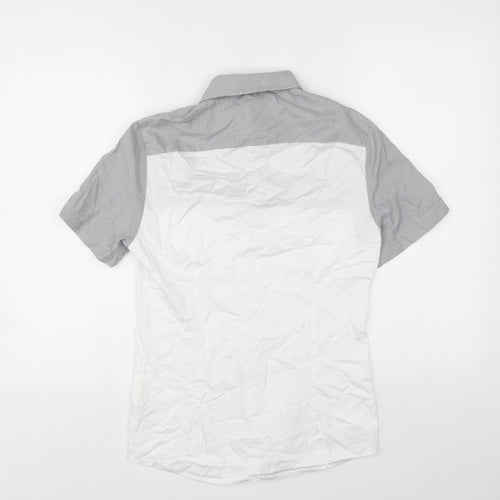 River Island Mens Grey Colourblock Cotton Button-Up Size XS Collared Button - Check pattern