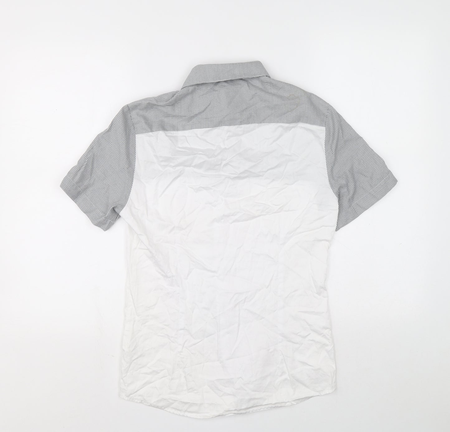 River Island Mens Grey Colourblock Cotton Button-Up Size XS Collared Button - Check pattern