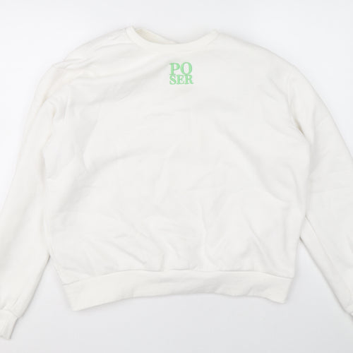 Poser Parlour Womens White Polyester Pullover Sweatshirt Size L Pullover - POSER