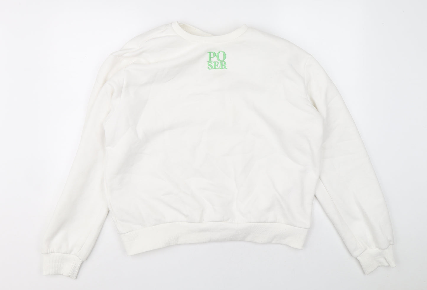 Poser Parlour Womens White Polyester Pullover Sweatshirt Size L Pullover - POSER