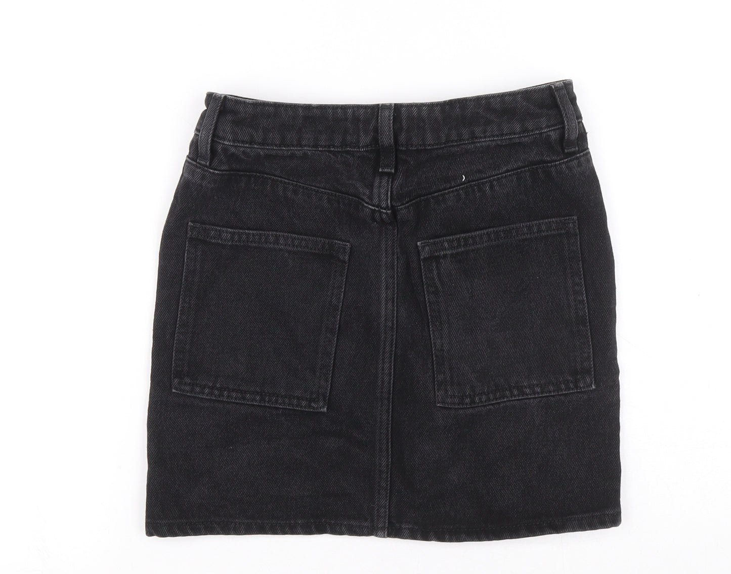 New Look Girls Black 100% Cotton Mini Skirt Size 9 Years Regular Zip