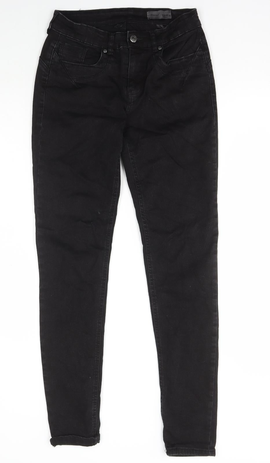 fransa Womens Black Cotton Skinny Jeans Size 8 L31 in Regular Button