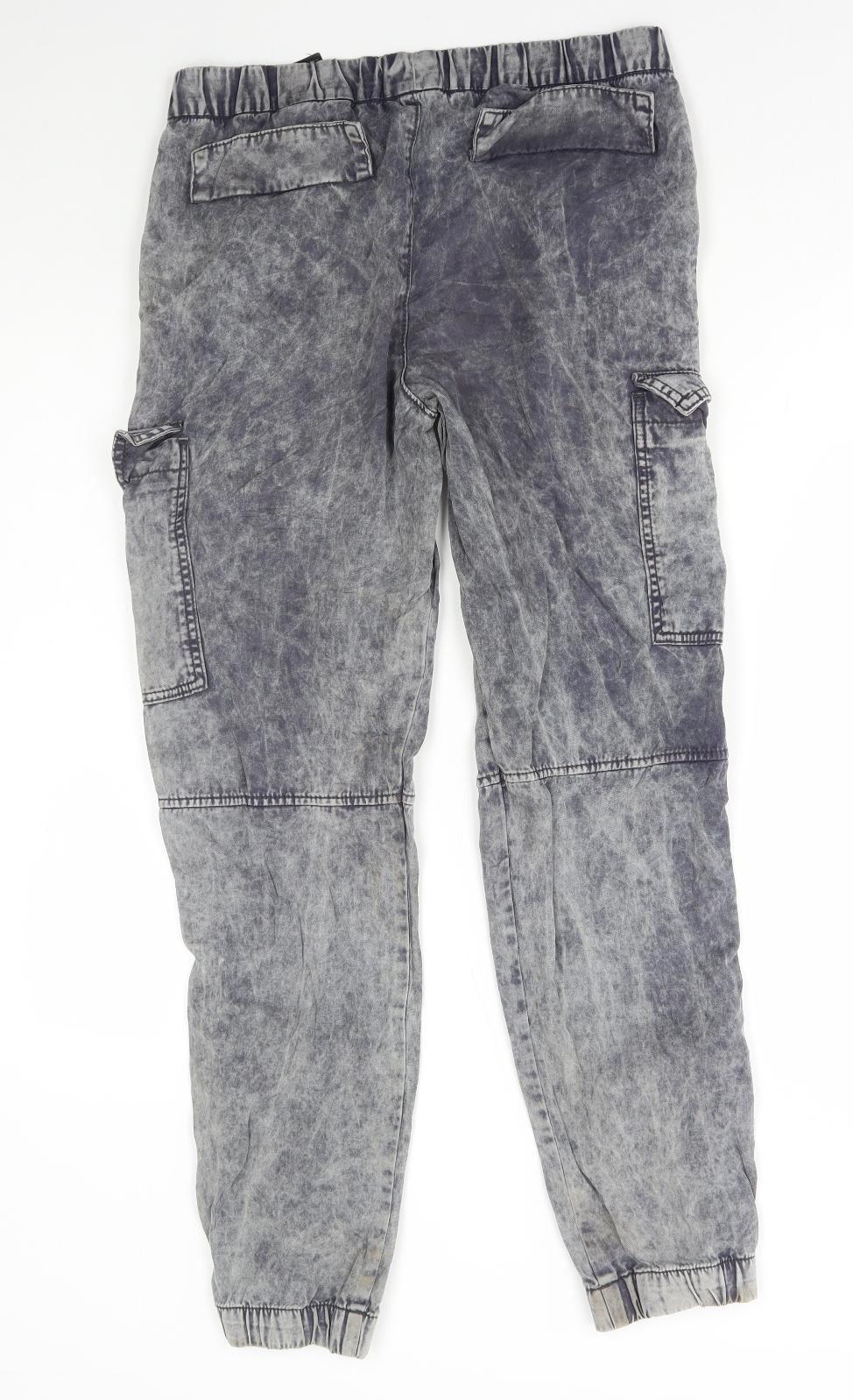 H&M Womens Grey Cotton Tapered Jeans Size 14 Regular